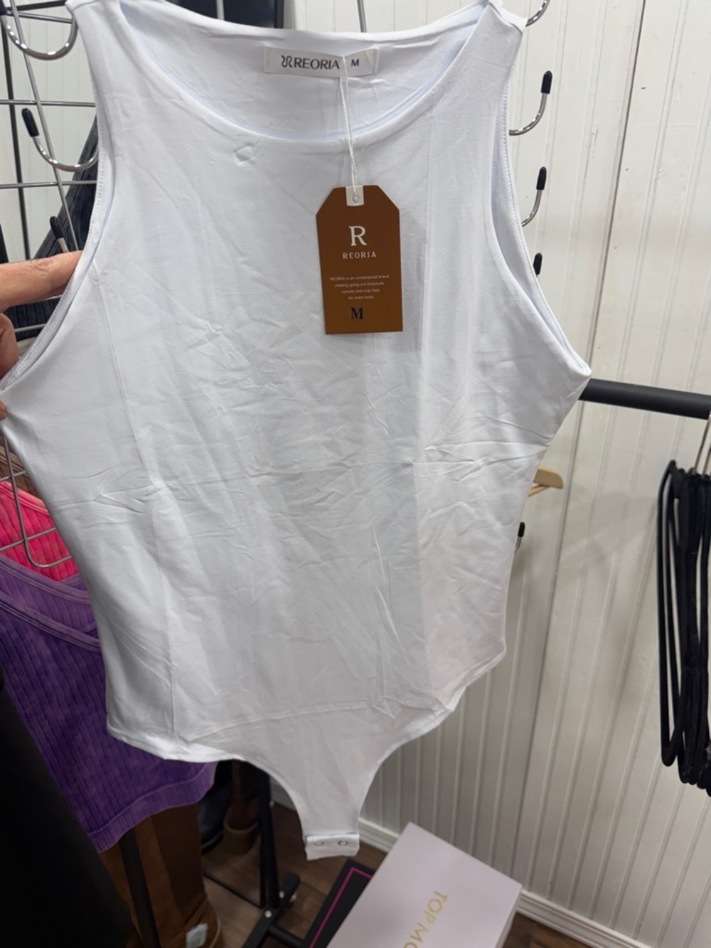 NWT ReoRia White Sleeveless Tank Bodysuit Medium